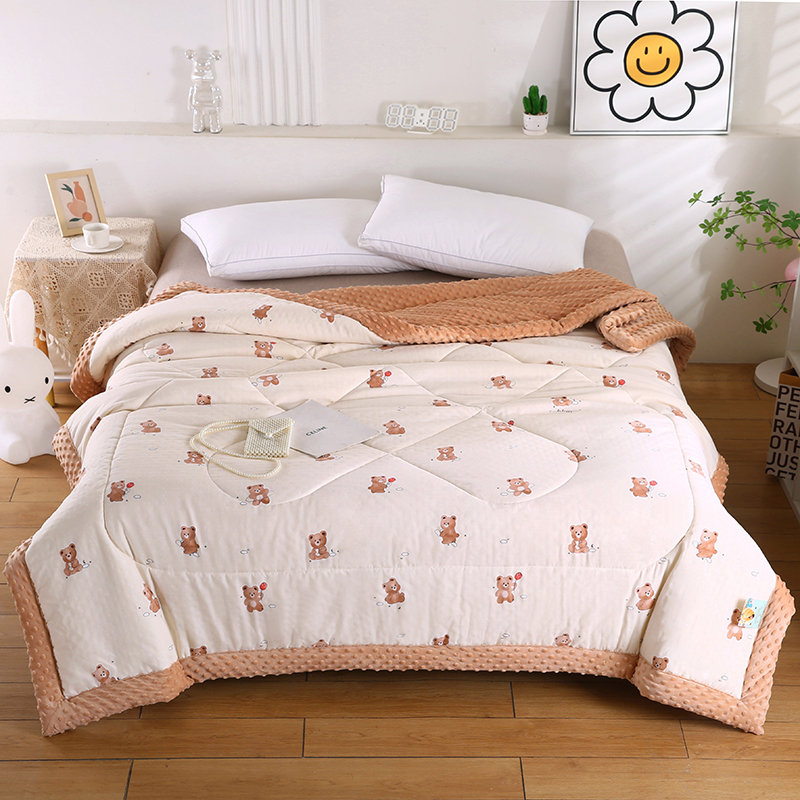 2026新款A类水洗棉豆豆绒被子冬被大豆被芯春秋被冬被幼儿园学生宿舍四季被空调被子被芯 可爱熊