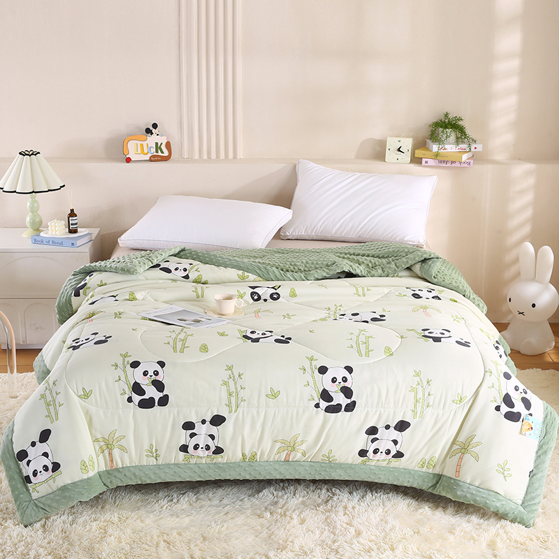 2026新款A类水洗棉豆豆绒被子冬被大豆被芯春秋被冬被幼儿园学生宿舍四季被空调被子被芯 熊猫竹竹