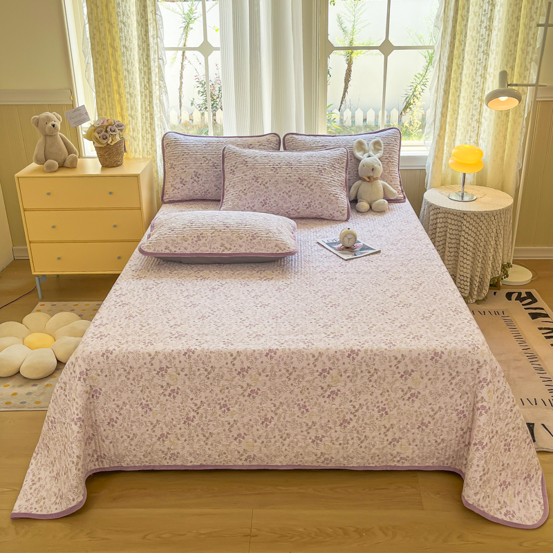 2025新款四季款双面可用A面优嘉棉B面宝宝绒夹棉床单床盖 幽兰花谷