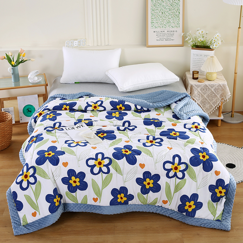 2026新款A类水洗棉豆豆绒被子冬被大豆被芯春秋被冬被幼儿园学生宿舍四季被空调被子被芯 蓝色之恋