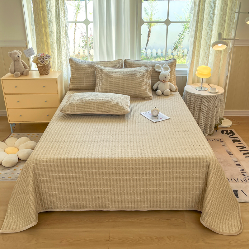 2025新款四季款双面可用A面优嘉棉B面宝宝绒夹棉床单床盖 织梦源