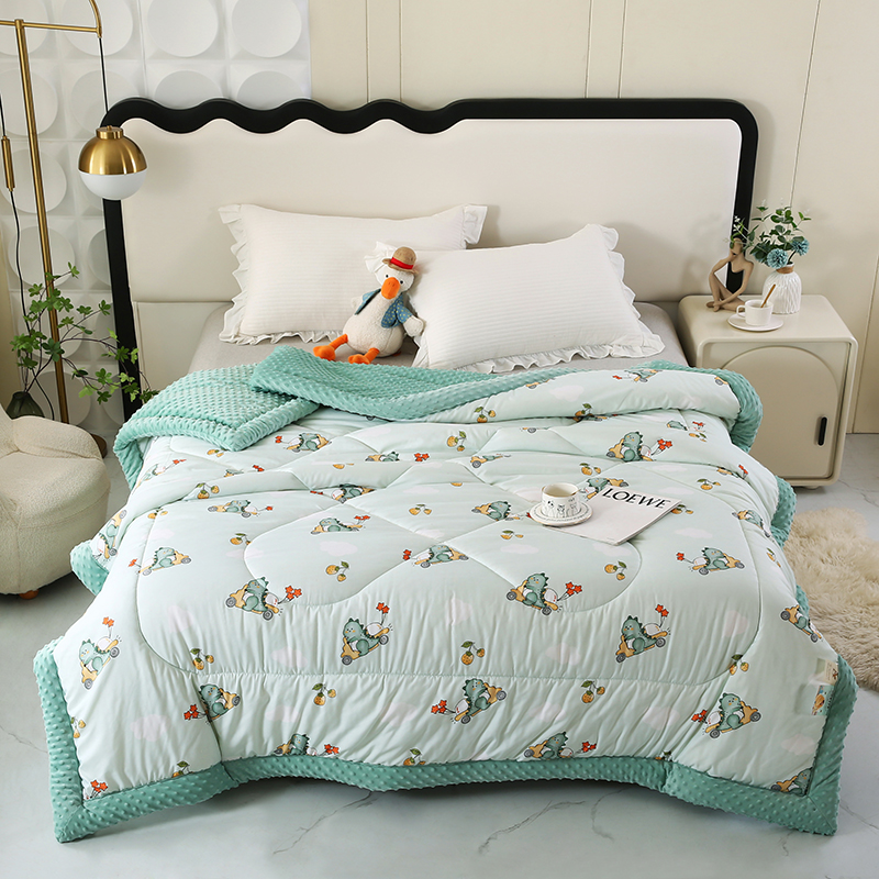 2026新款A类水洗棉豆豆绒被子冬被大豆被芯春秋被冬被幼儿园学生宿舍四季被空调被子被芯 小恐龙