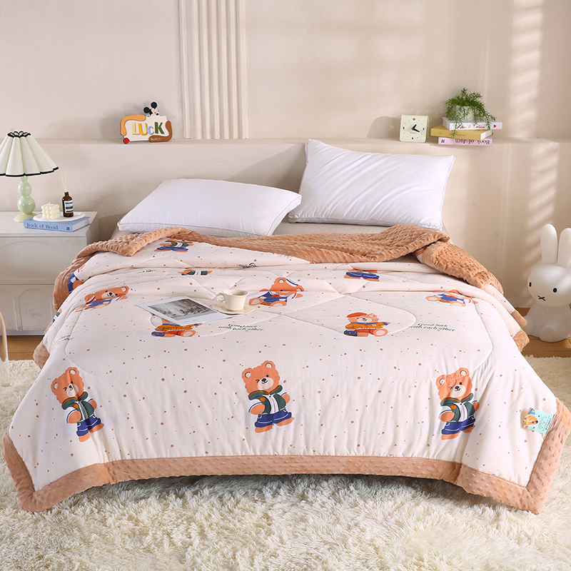 2026新款A类水洗棉豆豆绒被子冬被大豆被芯春秋被冬被幼儿园学生宿舍四季被空调被子被芯 清新小熊