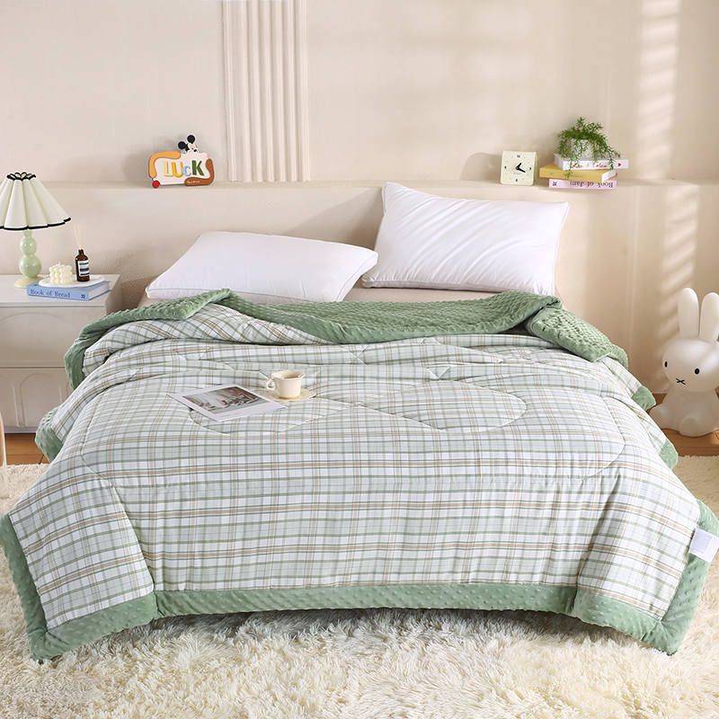 2026新款A类水洗棉豆豆绒被子冬被大豆被芯春秋被冬被幼儿园学生宿舍四季被空调被子被芯 绿大格