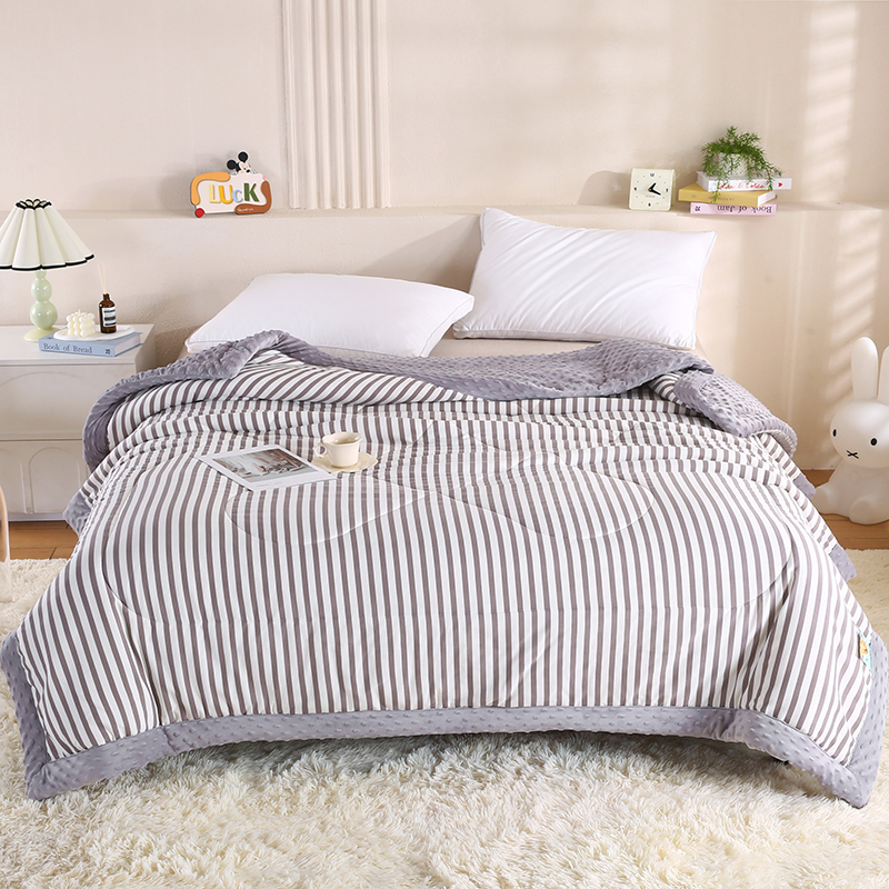 2026新款A类水洗棉豆豆绒被子冬被大豆被芯春秋被冬被幼儿园学生宿舍四季被空调被子被芯 甜辣风-深灰条