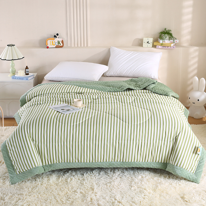 2026新款A类水洗棉豆豆绒被子冬被大豆被芯春秋被冬被幼儿园学生宿舍四季被空调被子被芯 甜辣风-抹绿条