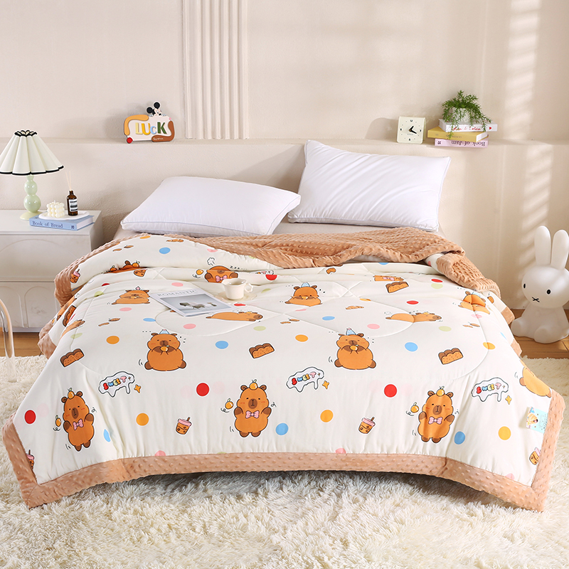 2026新款A类水洗棉豆豆绒被子冬被大豆被芯春秋被冬被幼儿园学生宿舍四季被空调被子被芯 卡皮巴拉