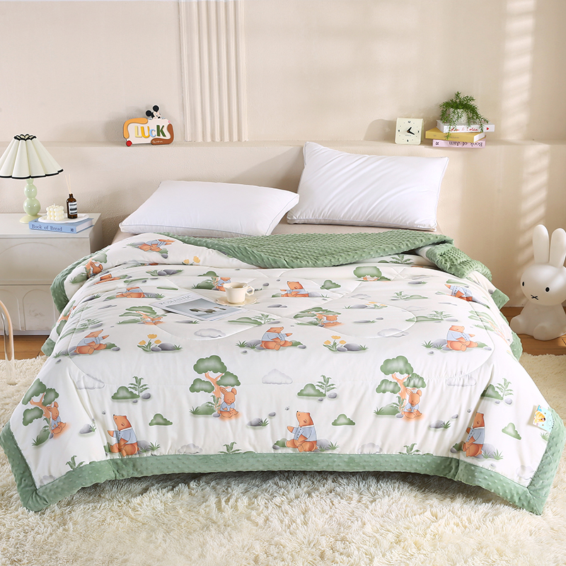 2026新款A类水洗棉豆豆绒被子冬被大豆被芯春秋被冬被幼儿园学生宿舍四季被空调被子被芯 森林小熊