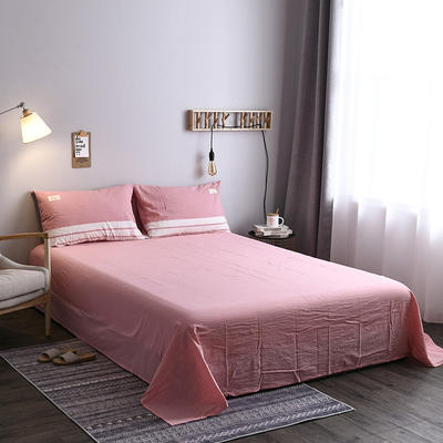 2021新品全棉水洗棉单品床单 标准床单 245*250cm 巴黎岛-粉