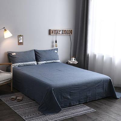 2021新品全棉水洗棉单品床单 标准床单 245*250cm 巴黎岛-蓝
