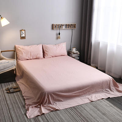 2021新品全棉水洗棉单品床单 标准床单 245*250cm 粉艳条