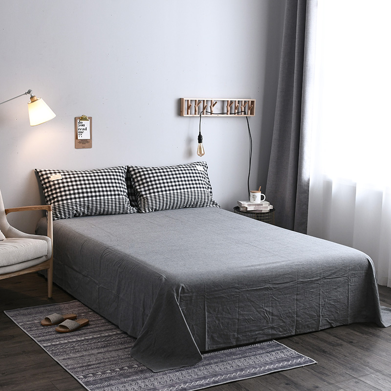 2021新品全棉水洗棉单品床单 标准床单 245*250cm 渐变格-黑