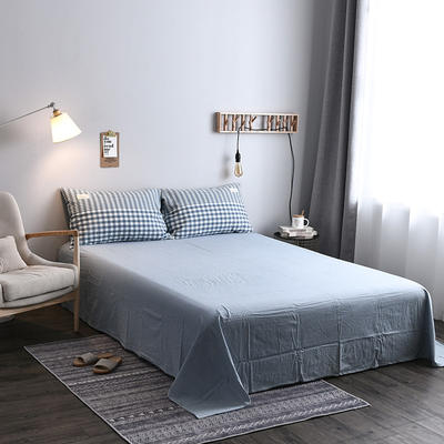 2021新品全棉水洗棉单品床单 标准床单 245*250cm 渐变格-浅蓝