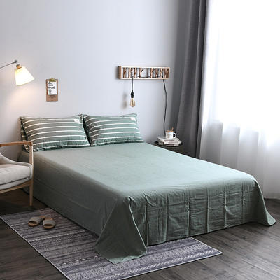 2021新品全棉水洗棉单品床单 标准床单 245*250cm 绿白条