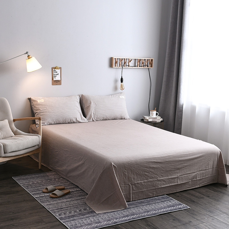 2021新品全棉水洗棉单品床单 标准床单 245*250cm 米艳条