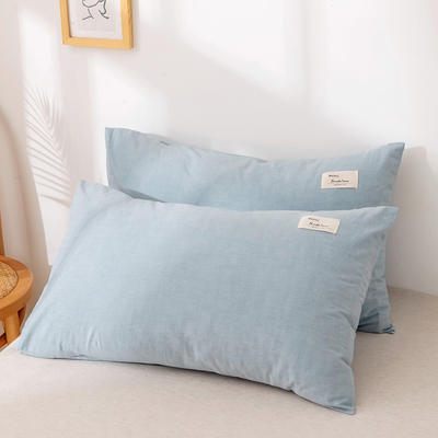 2021新款全棉水洗棉枕套+全棉枕头48*74cm（一个枕套+一个枕芯） 天蓝