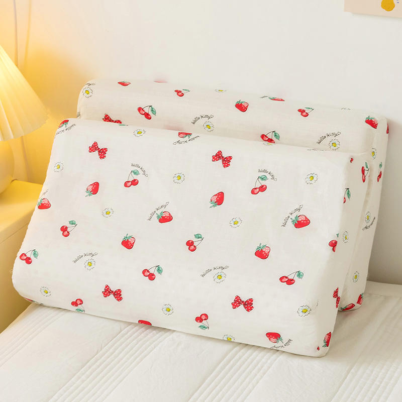 2020新款全棉双层纱儿童乳胶枕套 27cmx44cm/对 小草莓