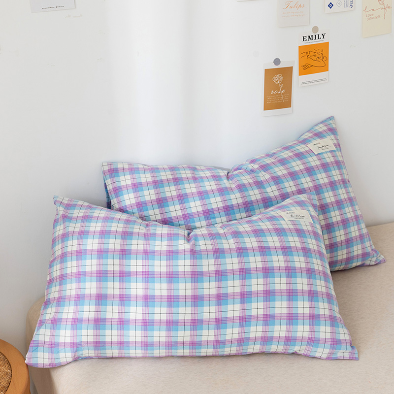 2021新款全棉水洗棉枕套+全棉枕头48*74cm（一个枕套+一个枕芯） 贝拉紫