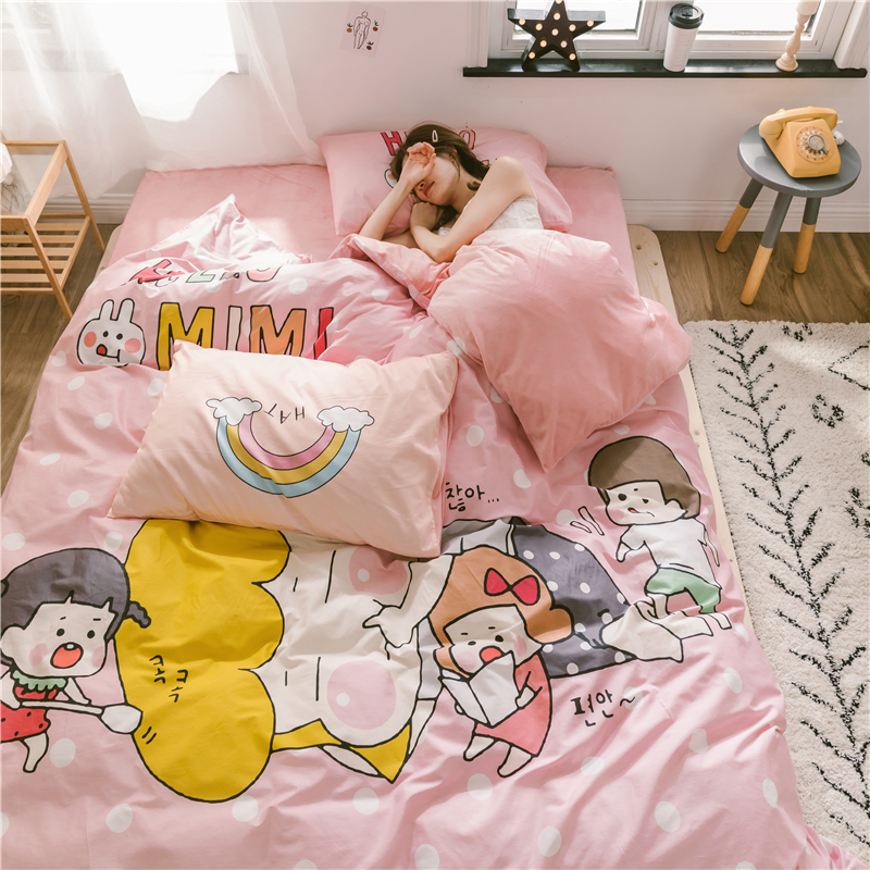 2019新款我超甜—设计师合作款大版卡通二次元棉加绒系列 床单款四件套1.5m（5英尺）床 hello mimi