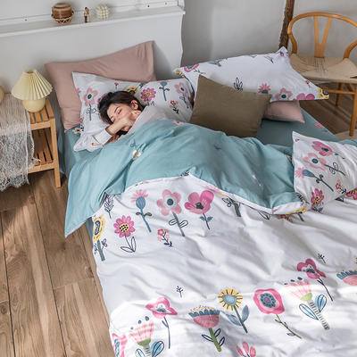 2020春夏新品-花卉风系列四件套 床单款四件套1.5m（5英尺）床 花花世界