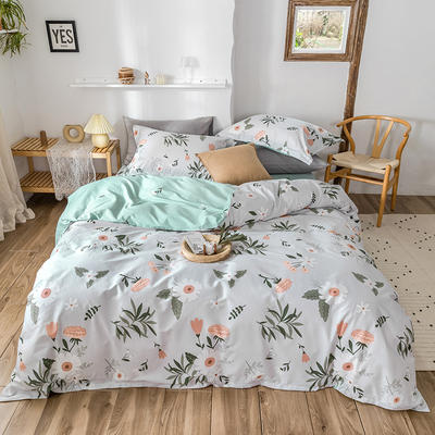2020春夏新品-花卉风系列四件套 床单款四件套1.5m（5英尺）床 向日葵之恋