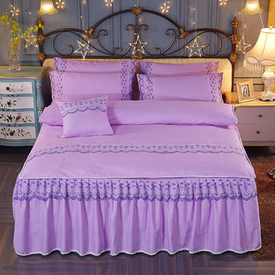 2019新款-欧韩蕾丝床裙四件套 1.8m（6英尺）床 优雅紫
