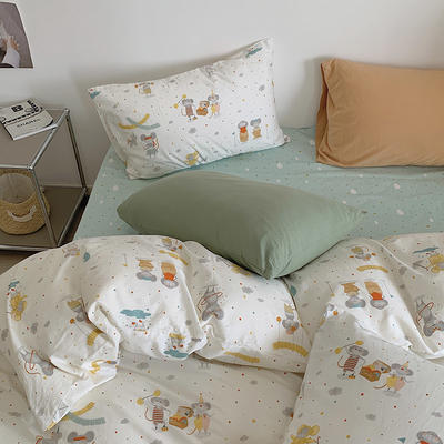韩国设计师花型全棉可爱卡通四件套花卉田园风被套纯色床单13372ins风格—单床单 240*250cm单床单 派对