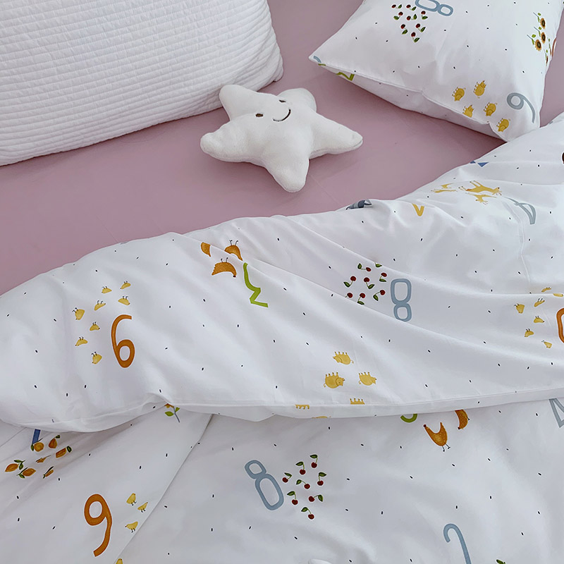 韩国设计师花型全棉可爱卡通四件套花卉田园风被套纯色床单13372ins风格—单床单 240*250cm单床单 童趣