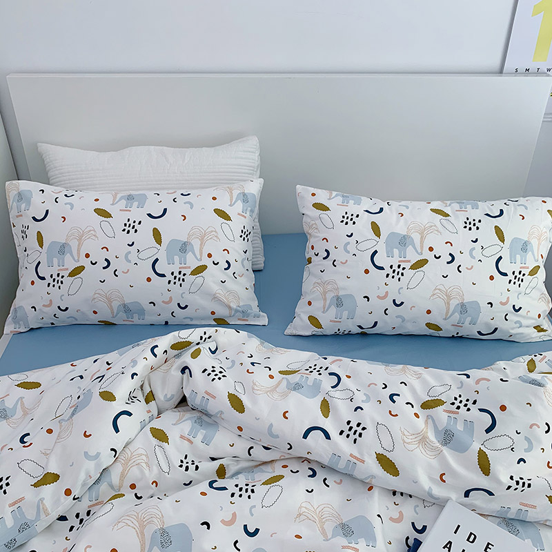 韩国设计师花型全棉可爱卡通四件套花卉田园风被套纯色床单13372ins风格—单床单 240*250cm单床单 涂鸦