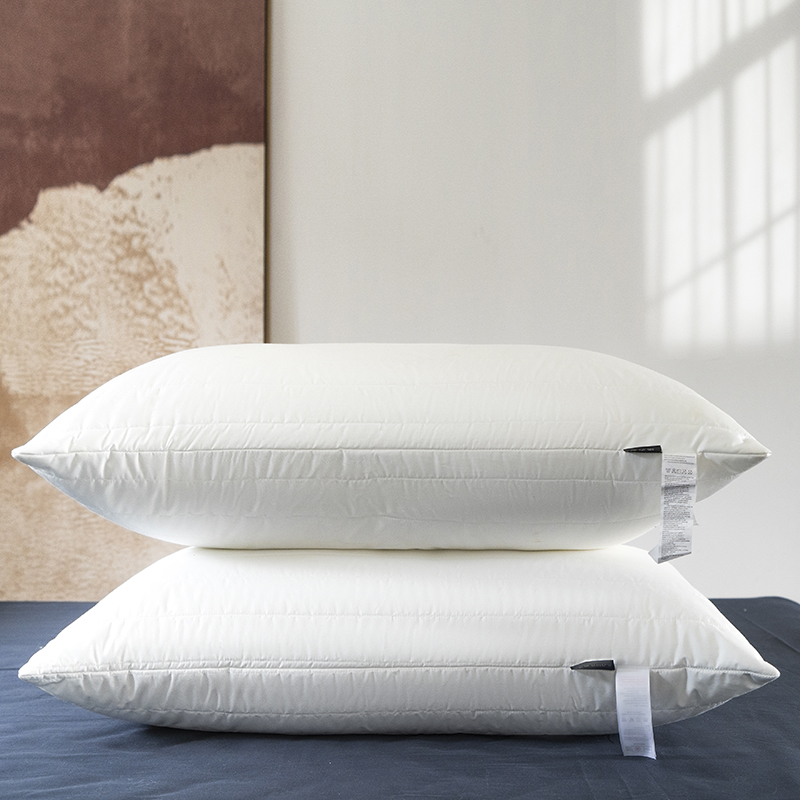 2021新款出口日本高端定制夹棉绗缝枕芯羽丝绒枕头枕芯48*74cm 白色