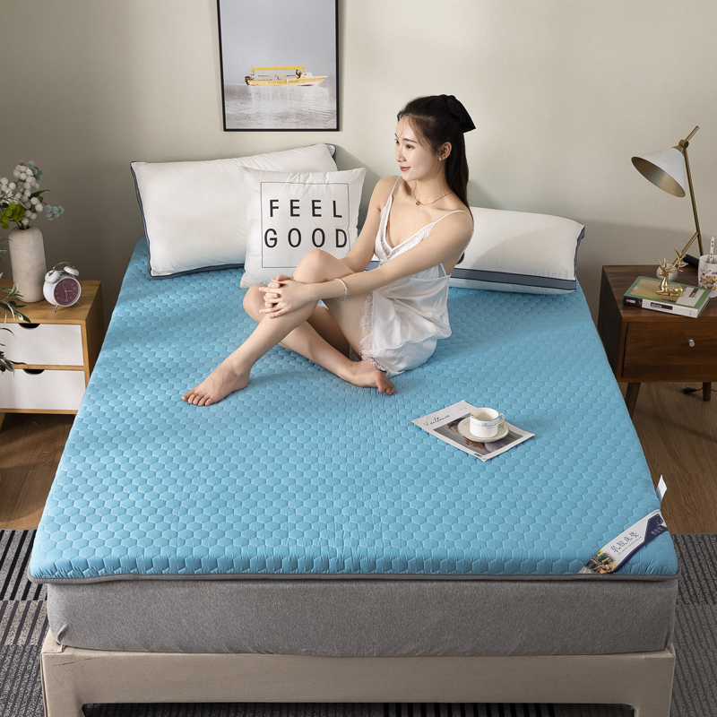 2021新款-2021新款-乳胶床垫舒适透气抗菌防螨立体加厚乳胶垫 120x200cm 天空蓝蜂窝乳胶款