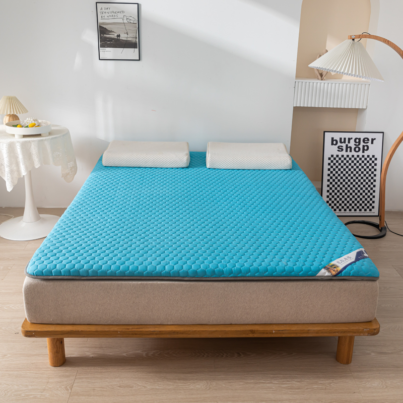 2022新款抗菌防螨蜂窝款乳胶床垫透气舒适凉感冰丝床垫（大床图） 120x200cm（厚度5公分） 天空蓝