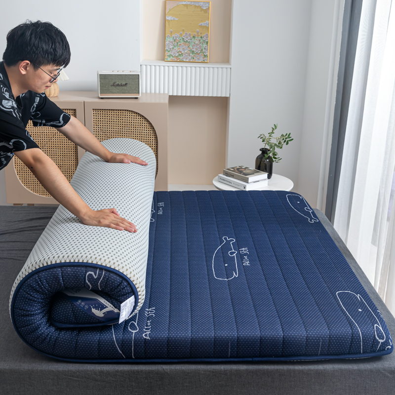 2023新款单边针织棉加厚乳胶床垫抗菌防螨床垫常年支持定制 90x190cm（厚度6cm） 单边海豚蓝