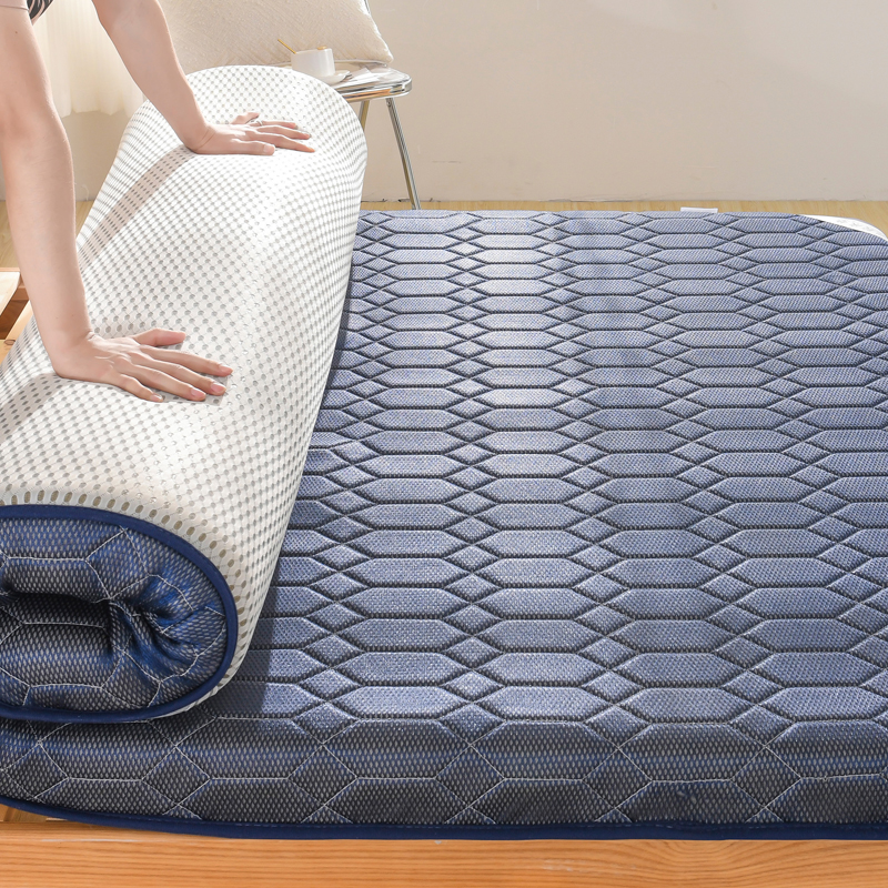 2023新款单边针织棉加厚乳胶床垫抗菌防螨床垫常年支持定制 90x200cm（厚度6cm） 单边网格蓝