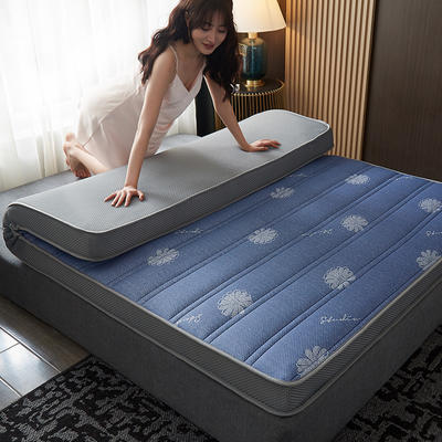 2021新款针织乳胶海绵款床垫 90*200cm 花朵-蓝（6公分）