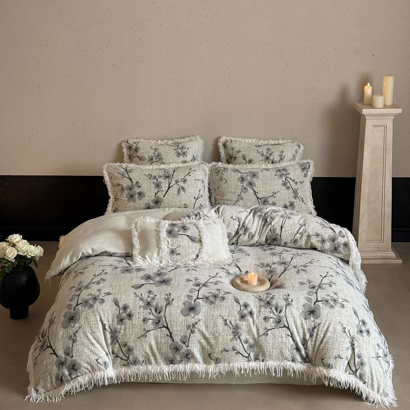 2025秋冬新品复古法式牛奶绒雕花四件套-晚秋 晚秋-淡雅绿