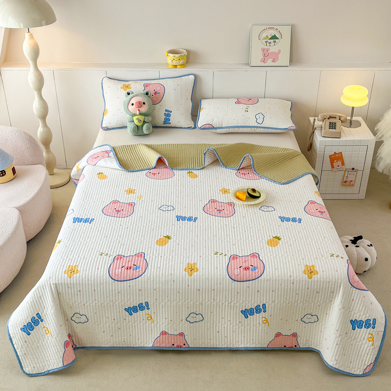 2025新款亲肤棉水洗夹棉床盖系列 小猪佩奇