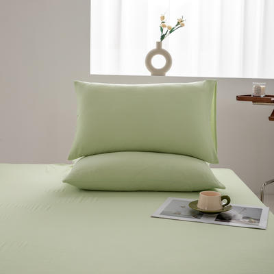 2024新款日式简约水洗棉纯色单品枕套系列-风格二 48*74cm枕套一对 青提绿