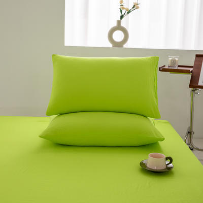 2024新款日式简约水洗棉纯色单品枕套系列-风格二 48*74cm枕套一对 荧光绿