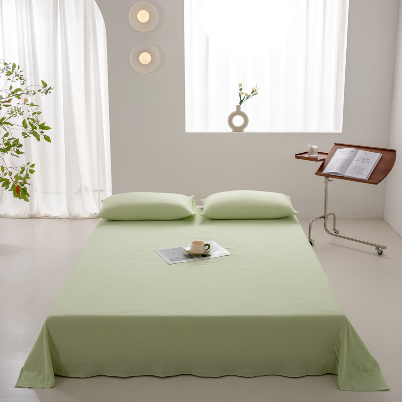 2024新款日式简约水洗棉纯色单品床单系列-风格二 230*250cm 青提绿