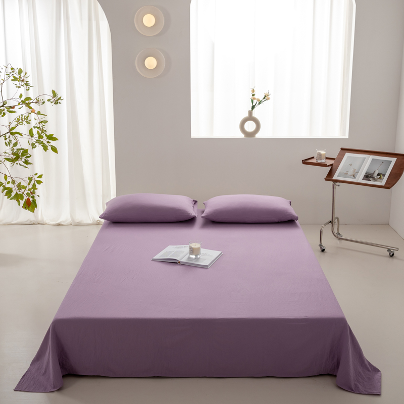 2024新款日式简约水洗棉纯色单品床单系列-风格二 230*250cm 香芋紫