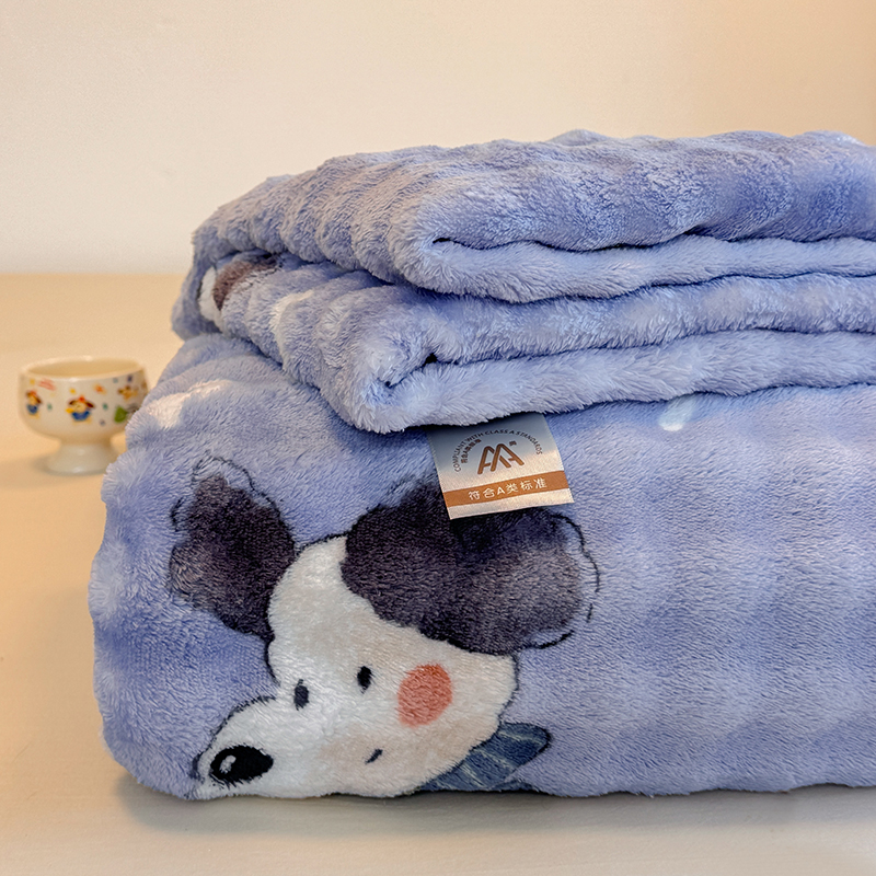 2025新款A类高克重牛奶绒泡泡绒印花床单单件冬季保暖毛绒毯子绒床单三件套 追梦努比