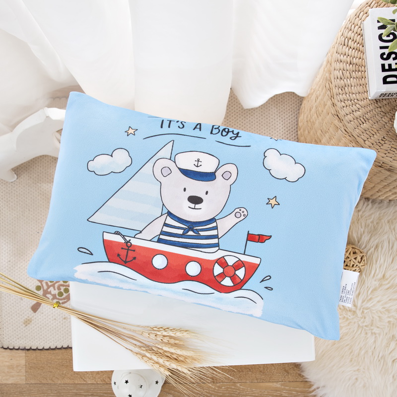 2021新款超柔水晶绒卡通儿童枕头大版定位婴童枕套 40*60cm水晶绒枕套/只 海航小熊