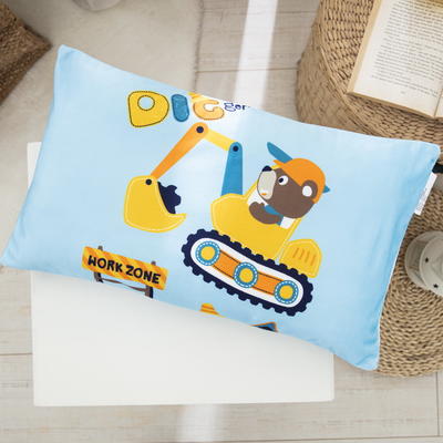 2021新款超柔水晶绒卡通儿童枕头大版定位婴童枕套 40*60cm水晶绒枕套/只 小熊挖掘机-绒