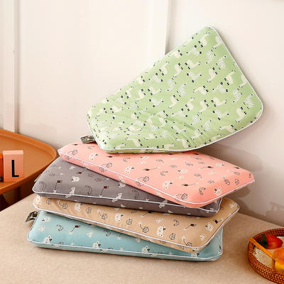 新品 儿童乳胶枕小面包枕头枕芯平枕全棉低枕30-50/5厘米 羊驼-橙
