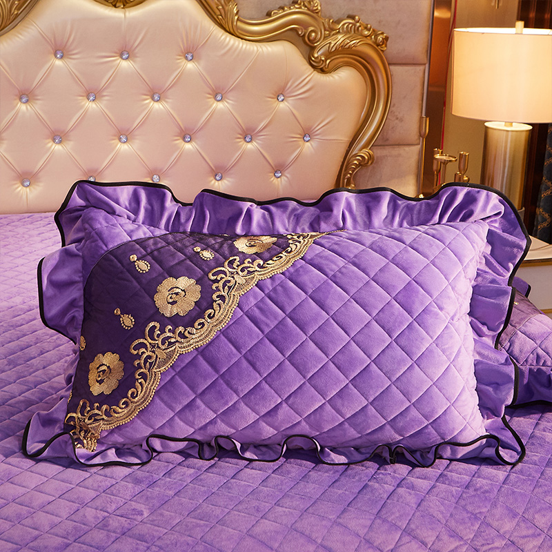 2021新款-水晶绒四件套米兰花园系列单品枕套 枕套/对 浪漫紫