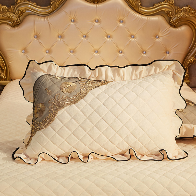 2021新款-水晶绒四件套米兰花园系列单品枕套 枕套/对 浅米色