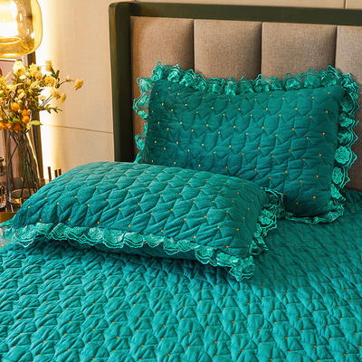 2021新款赫拉水晶绒夹棉保暖单枕套 48*74cm枕套一对 赫拉-墨绿