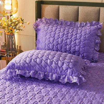 2021新款赫拉水晶绒夹棉保暖单枕套 48*74cm枕套一对 赫拉-优雅紫