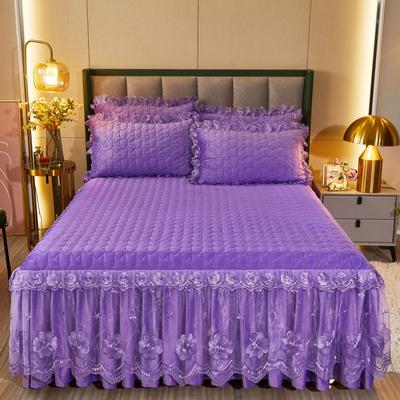 2021新款赫拉水晶绒夹棉保暖单床裙 180*200cm单床裙 赫拉-优雅紫